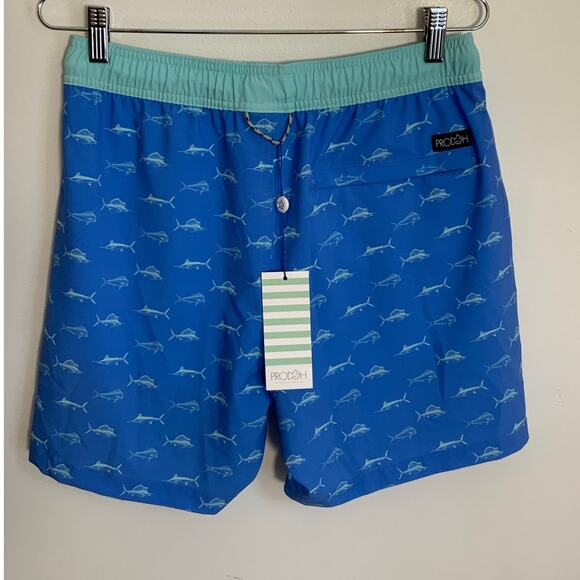 MENS BOOGIE BOARD SWIM TRUNK IN FISH PRINT ON MARINA BLUE - Picture 6 of 6